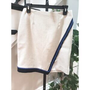 White House Black Market Women Beige Solid Polyester Back Zip Mini Skirt Size 4